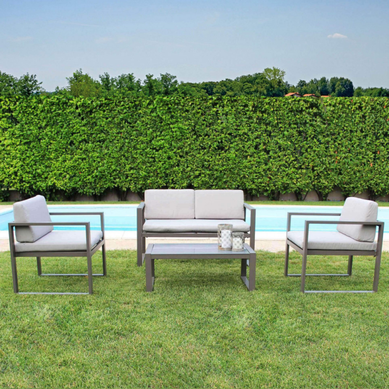 Salotto Formentera 2 Posti in Alluminio con Cuscini da Esterno