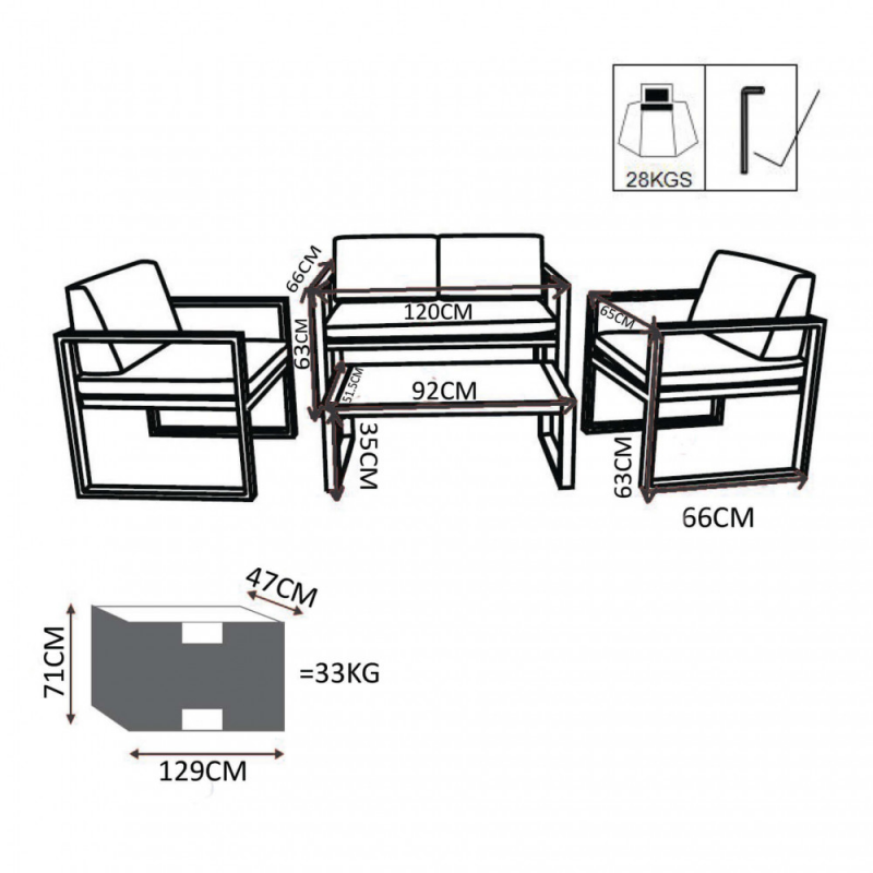 Salotto Formentera 2 Posti in Alluminio con Cuscini da Esterno
