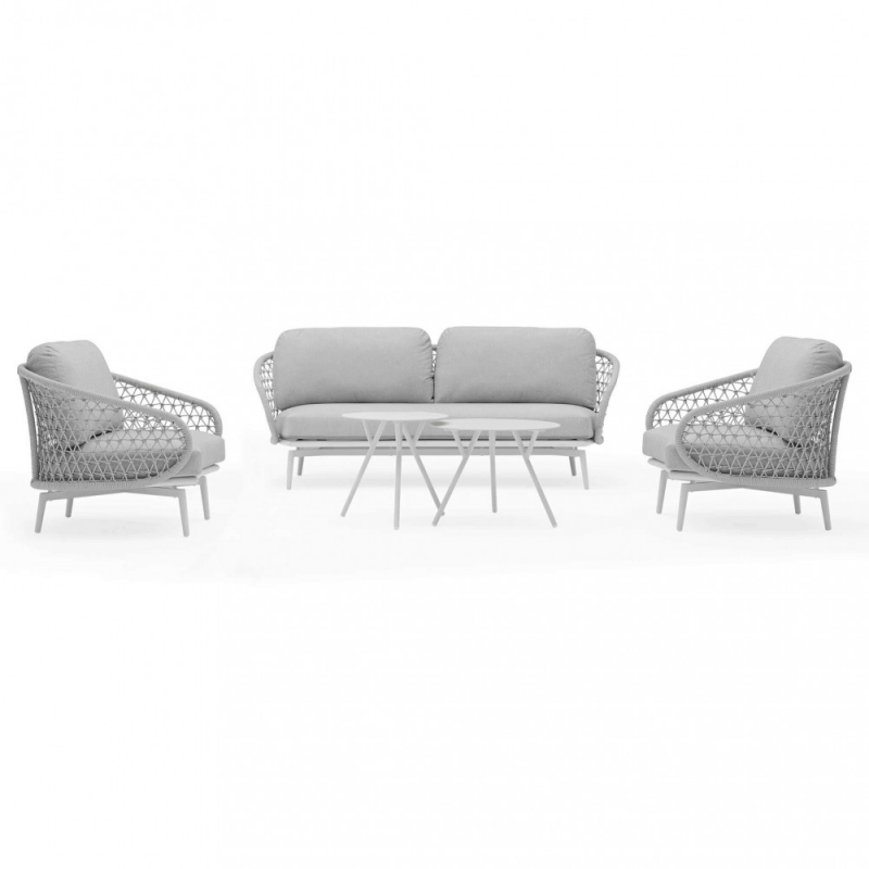 Salotto Seychelles in Alluminio con Cuscini da Esterno