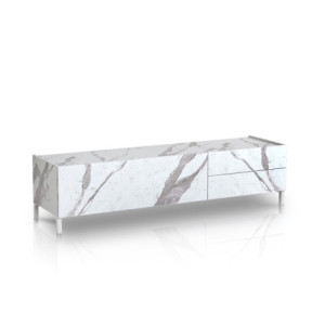 Porta Tv Eddy White Marble 182,5X46X7,6 Cm