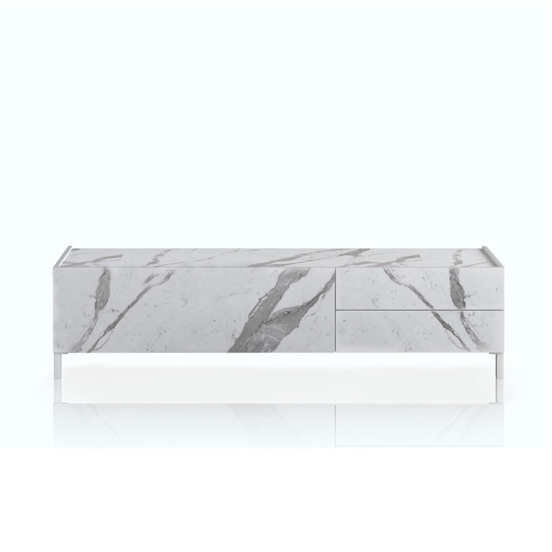 Porta Tv Eddy White Marble 182,5X46X7,6 Cm
