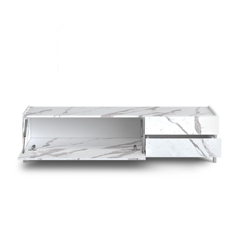 Porta Tv Eddy White Marble 182,5X46X7,6 Cm