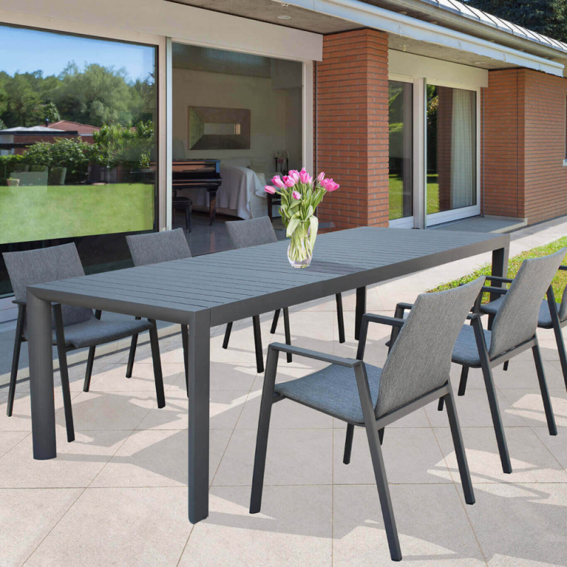 Tavolo Houston allungabile 135-180x70cm alluminio da esterno