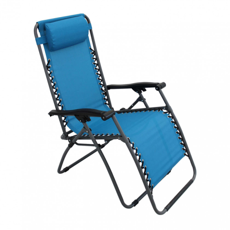Sdraio Comfort pieghevole blu in acciaio e textilene