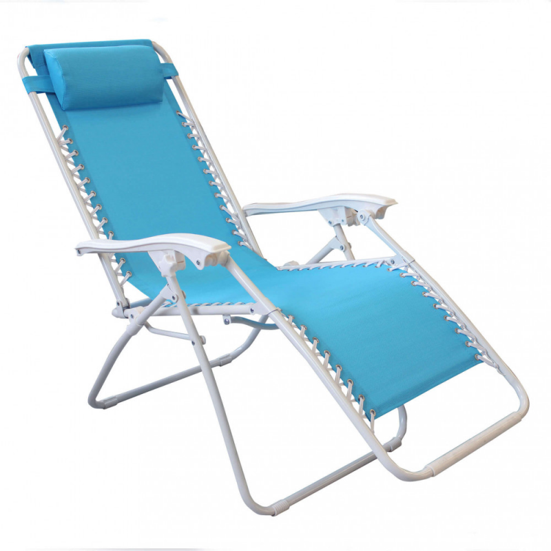 Sdraio Comfort bianca textilene azzurro pieghevole da giardino