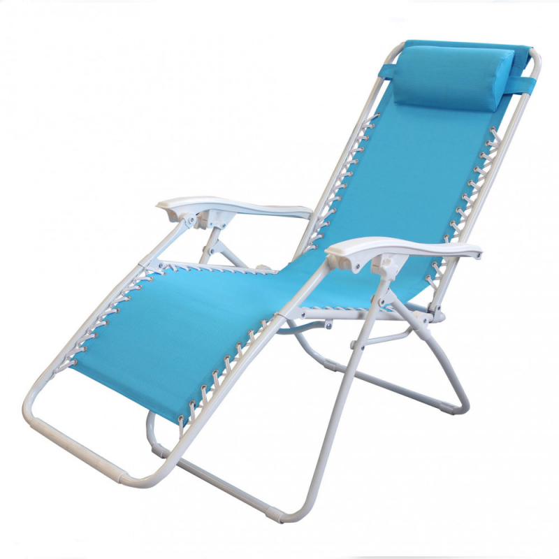 Sdraio Comfort bianca textilene azzurro pieghevole da giardino