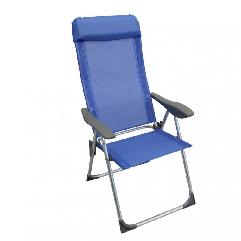 Sdraio Giulia pieghevole blu in alluminio e textilene