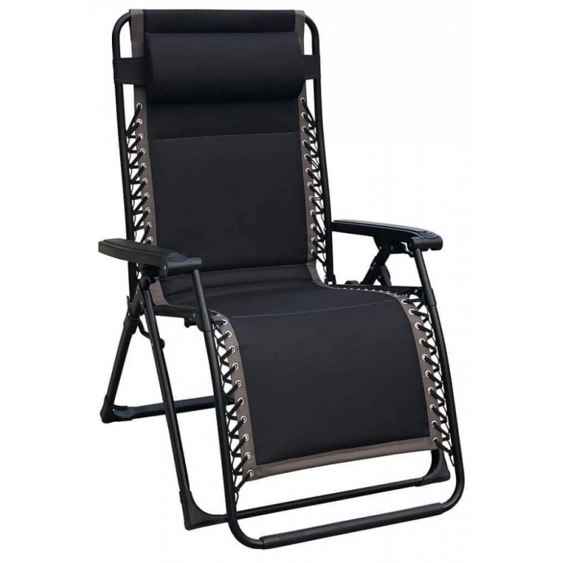 Sdraio Comfort XXL pieghevole nera per giardino