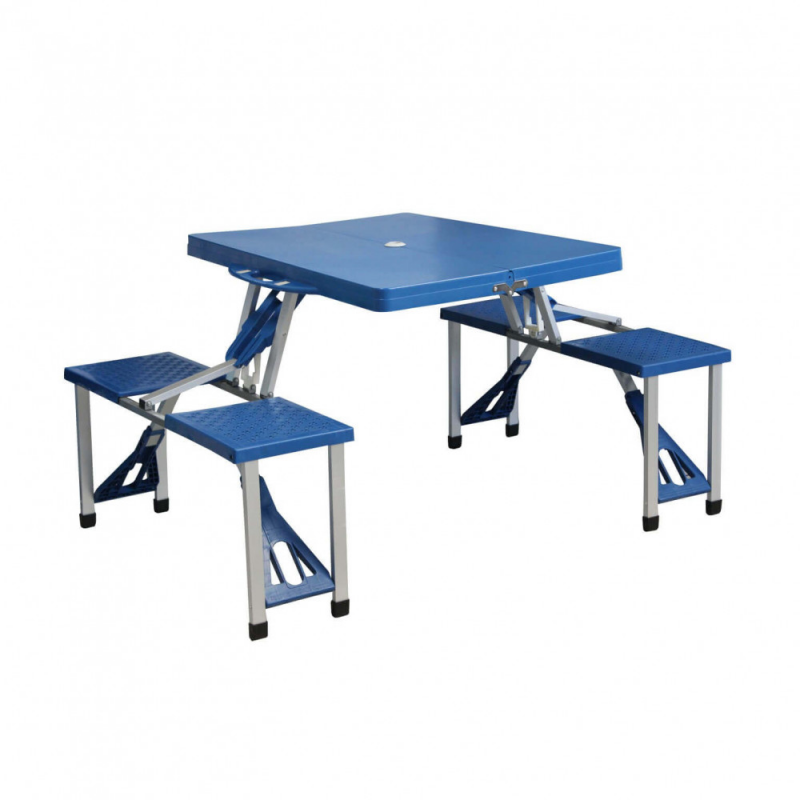 Set tavolo pieghevole con 4 sgabelli pratico per giardino