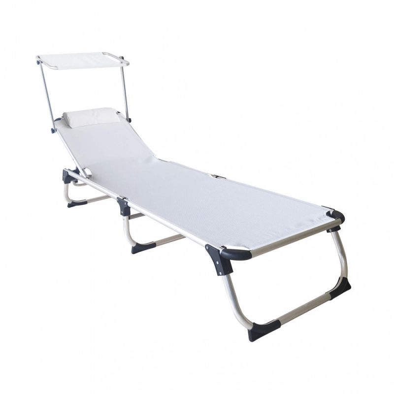 Lettino Pieghevole Kamp Bianco da Giardino Pratico e Leggero