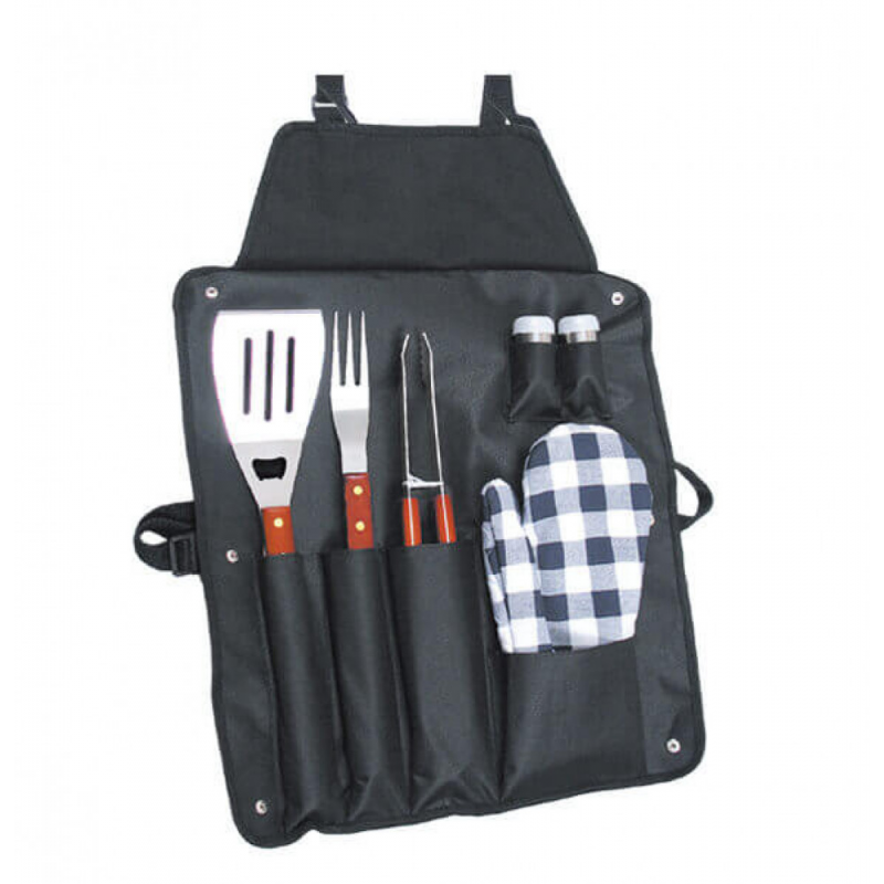GREMBIULE CON ACCESSORI PER BARBECUE