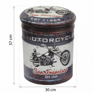 Zoom SET DI 2 POUF CONTENITORE TONDO MOTO GRIGIO SCURO