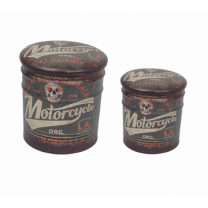 Zoom SET DI 2 POUF CONTENITORE TONDO MOTO MARRONE