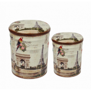 Set 2 Pouf Contenitore Tondo Parigi per Casa