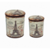Set 2 Pouf Contenitore Tondo Torre Eiffel per Casa