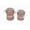 Set 2 Pouf Contenitore Tondo Mattone per Casa