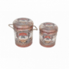 Set 2 Pouf Contenitore Tondo Mattone per Casa
