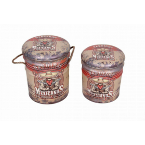 Set 2 Pouf Contenitore Tondo Crema per Casa