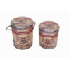 Set 2 Pouf Contenitore Tondo Crema per Casa