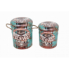 SET DI 2 POUF CONTENITORE TONDO TURCHESE