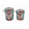 SET DI 2 POUF CONTENITORE TONDO TURCHESE