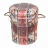 Set 2 Pouf Contenitore Tondo Panna e Rosso per Casa