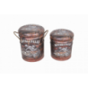SET DI 2 POUF CONTENITORE TONDO MARRONE