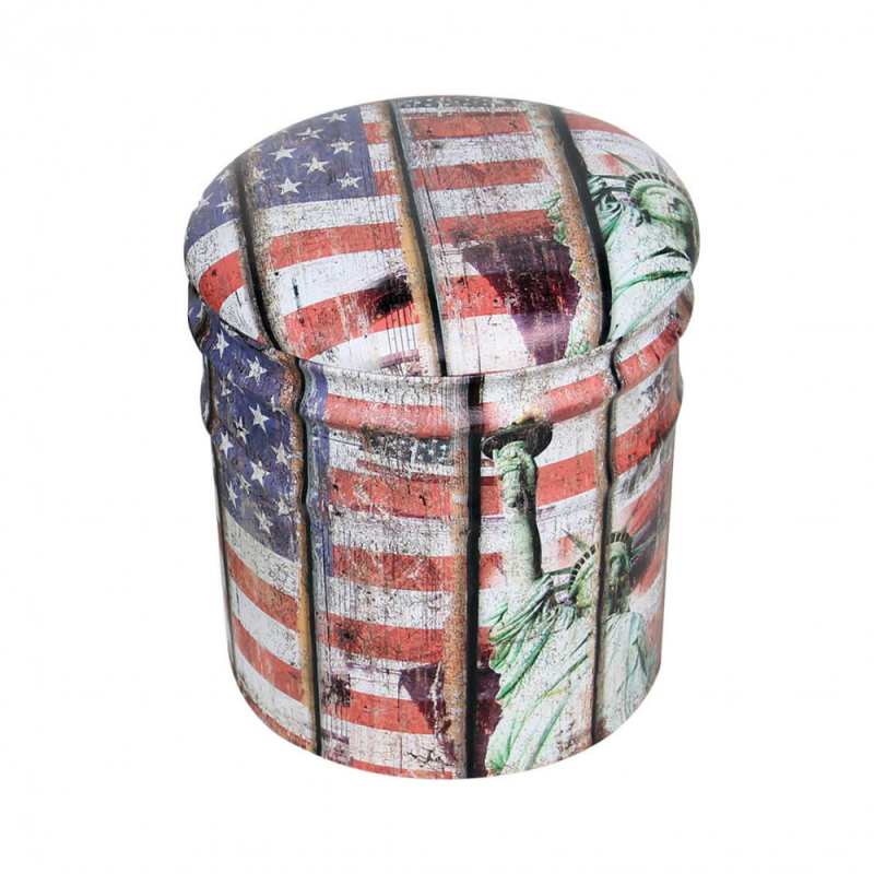 Set 2 Pouf Contenitore Tondo USA per Casa