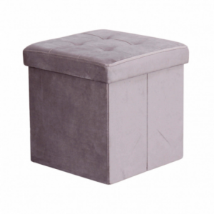Pouf contenitore quadrato velluto tortora elegante e pratico