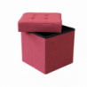 Pouf Contenitore Quadrato in Stoffa Bordeaux per Casa