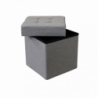 Pouf Contenitore Quadrato in Stoffa Grigio per Casa