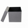 Pouf Contenitore Quadrato in Stoffa Grigio per Casa