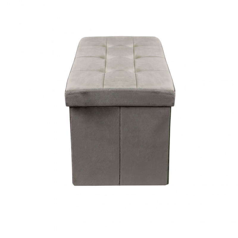 Pouf Contenitore Quadrato in Stoffa Grigio Scuro per Casa