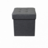 Pouf Contenitore Quadrato in Stoffa Grigio Scuro per Casa