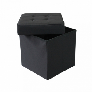 Zoom POUF CONTENITORE QUADRATO IN STOFFA NERO