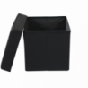 Pouf Contenitore Quadrato in Stoffa Nero per Casa