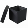 Pouf Contenitore Quadrato in Stoffa Nero per Casa