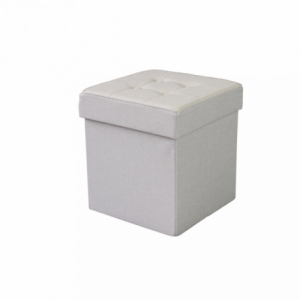 Pouf Contenitore Quadrato in Stoffa Tortora per Casa