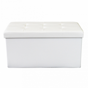 Zoom POUF CONTENITORE RETTANGOLARE IN ECOPELLE BIANCO