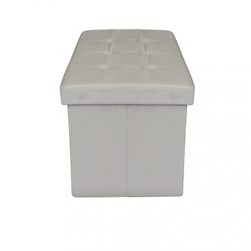 Pouf Contenitore Rettangolare in Velluto Beige per Casa