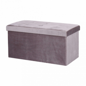 Pouf Contenitore Rettangolare in Velluto Tortora per Casa
