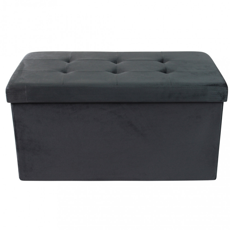 Pouf Contenitore Rettangolare in Velluto Nero per Casa