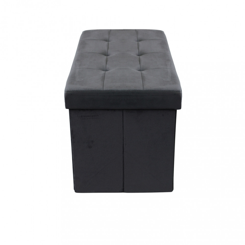 Pouf Contenitore Rettangolare in Velluto Nero per Casa