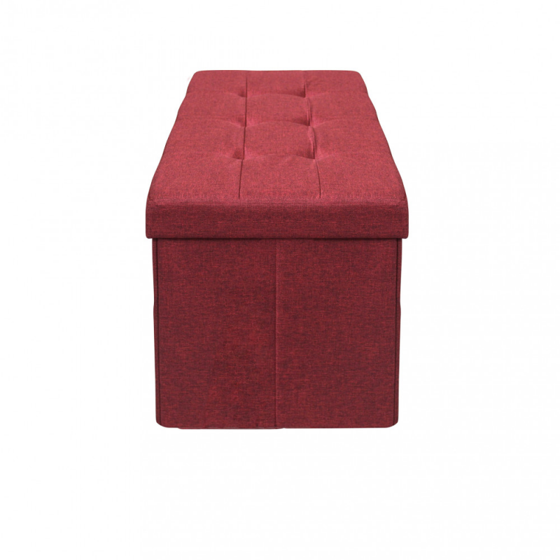 Pouf Contenitore Rettangolare in Stoffa Bordeaux per Casa