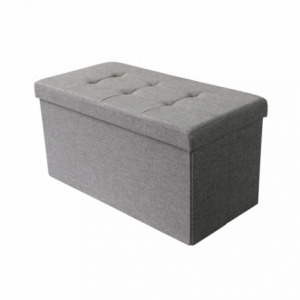 Pouf Contenitore Rettangolare in Stoffa Grigio Scuro per Casa
