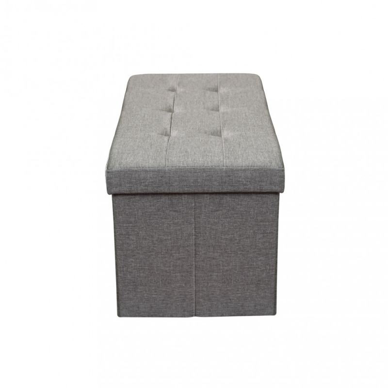 Pouf Contenitore Rettangolare in Stoffa Grigio Scuro per Casa