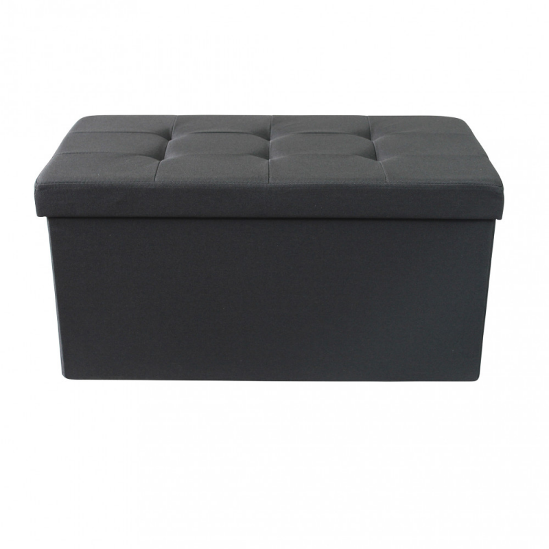 Pouf Contenitore Rettangolare in Stoffa Nero per Casa