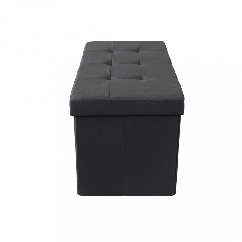Pouf Contenitore Rettangolare in Stoffa Nero per Casa