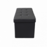 Pouf Contenitore Rettangolare in Stoffa Nero per Casa