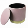 Pouf Contenitore Rotondo in Velluto Rosa per Casa